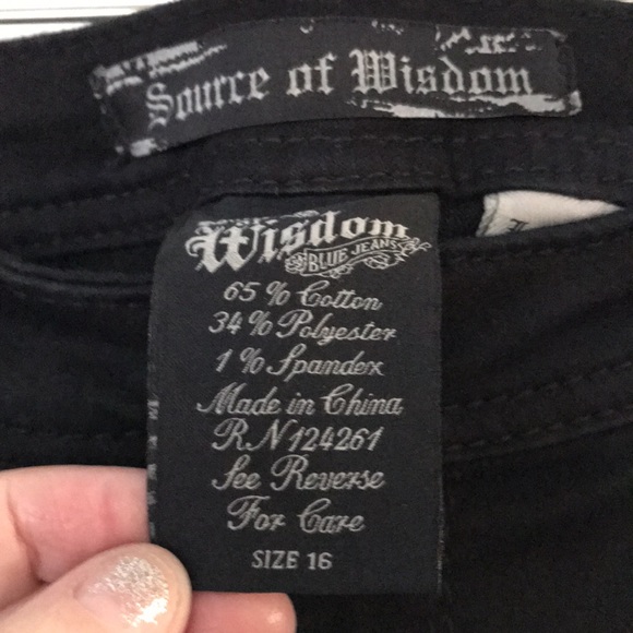 SOURCE OF WISDOM SKINNY JEANS VERY SOFT SIZE 16 BLACK NWOT EXCELLENT CONDITION - Picture 3 of 8